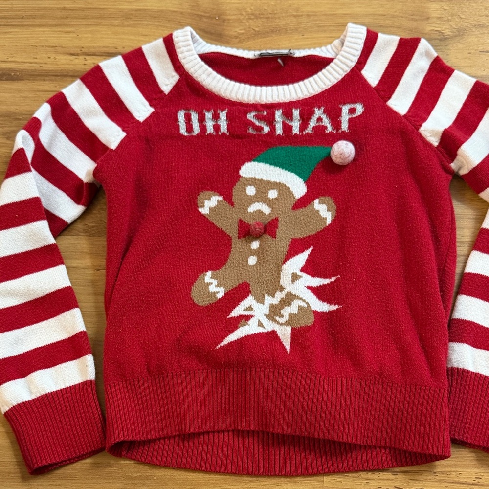 Red Gingerbread 'Oh Snap' Holiday Sweater